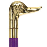 Premium Brass Duck Handle Cane: Stained Custom Color Shaft Bird Walking Canes - Tophatter Daily Deals