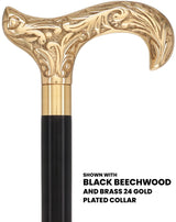 Premium Brass Derby Handle Walking Cane: Custom Shaft & Collar Brass Walking Canes - Tophatter Daily Deals