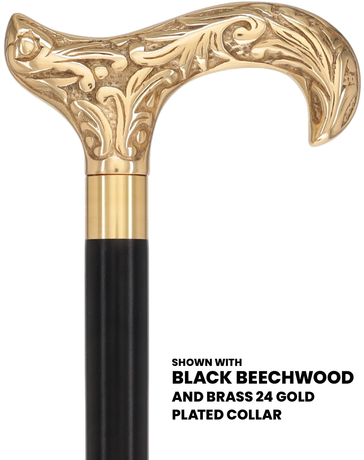 Premium Brass Derby Handle Walking Cane: Custom Shaft & Collar Brass Walking Canes - Tophatter Daily Deals
