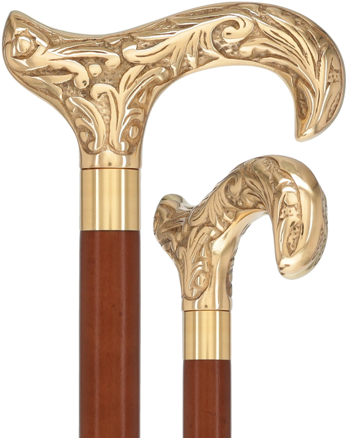 Premium Brass Derby Handle Walking Cane: Custom Shaft & Collar Ash (Brown Espresso) (+$7.00) Brass Walking Canes - Tophatter Daily Deals