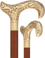 Premium Brass Derby Handle Walking Cane: Custom Shaft & Collar Ash (Brown Espresso) (+$7.00) Brass Walking Canes - Tophatter Daily Deals