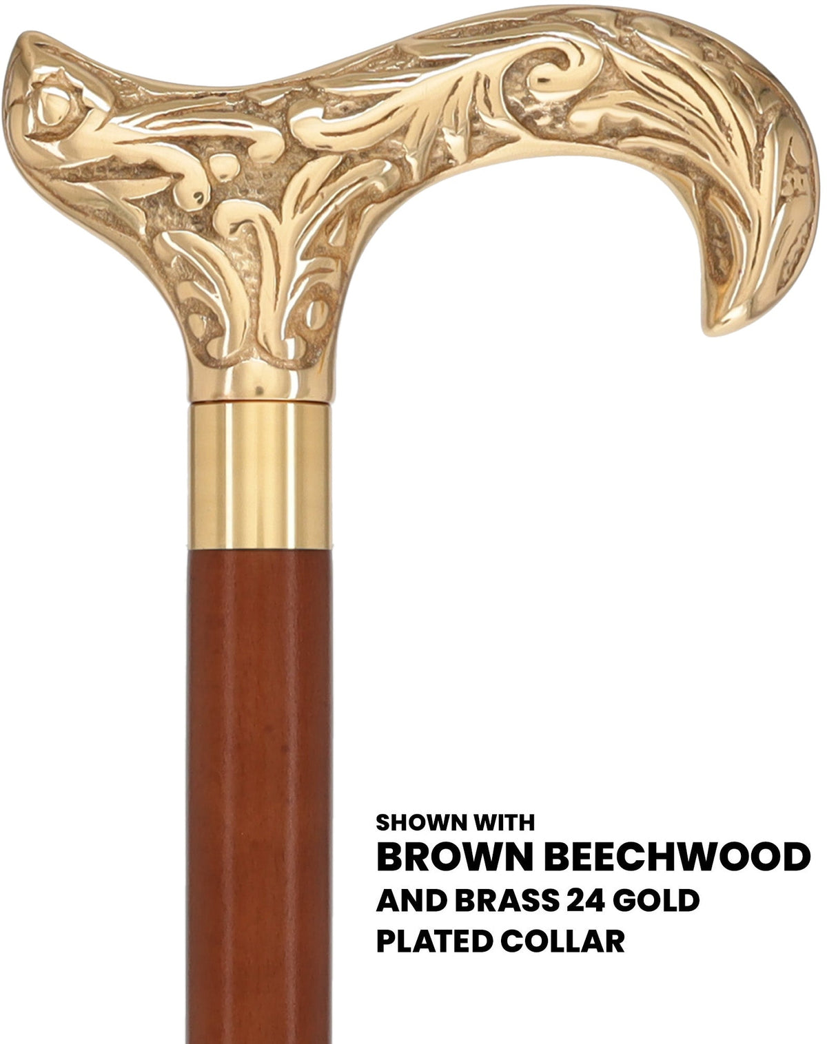 Premium Brass Derby Handle Walking Cane: Custom Shaft & Collar Brass Walking Canes - Tophatter Daily Deals
