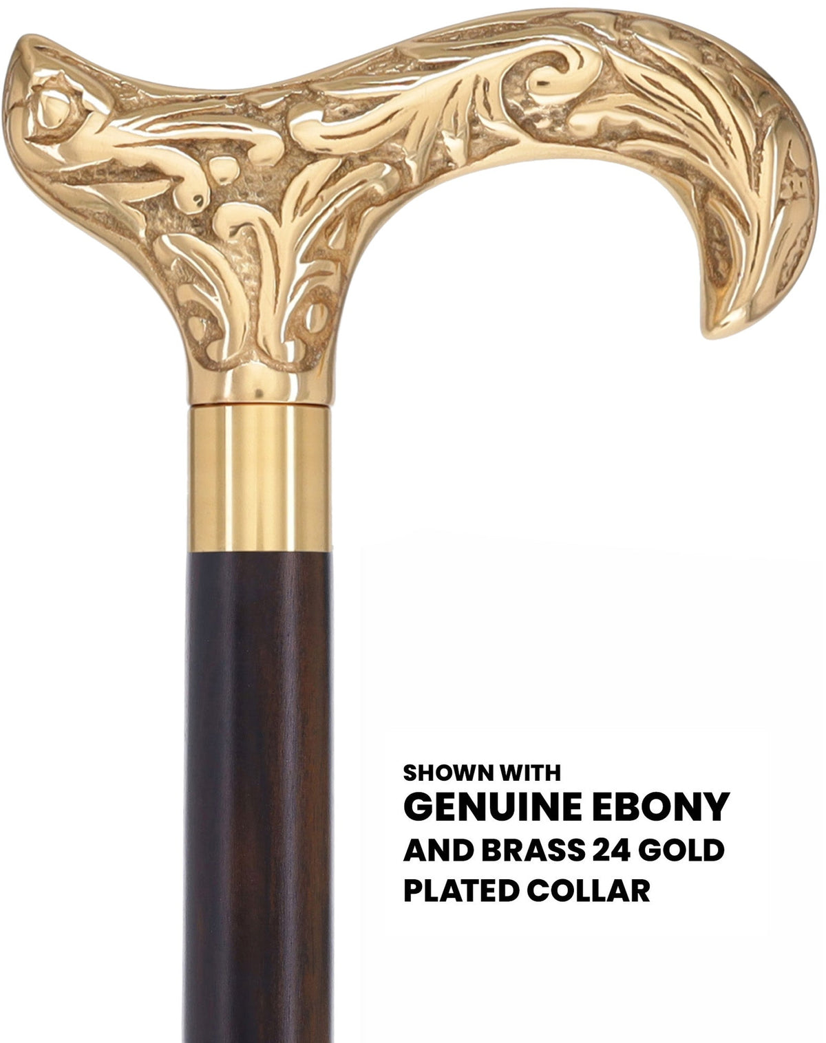 Premium Brass Derby Handle Walking Cane: Custom Shaft & Collar Brass Walking Canes - Tophatter Daily Deals