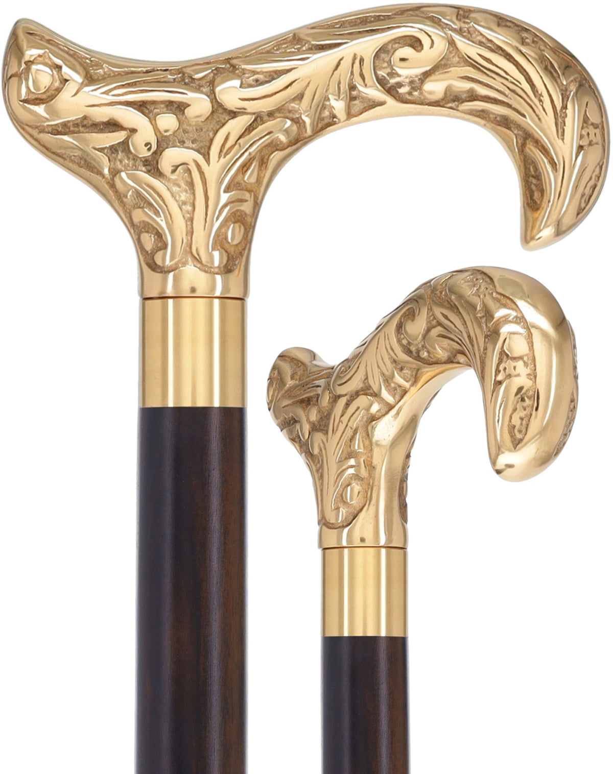 Premium Brass Derby Handle Walking Cane: Custom Shaft & Collar Genuine Ebony (+$170.00) Brass Walking Canes - Tophatter Daily Deals