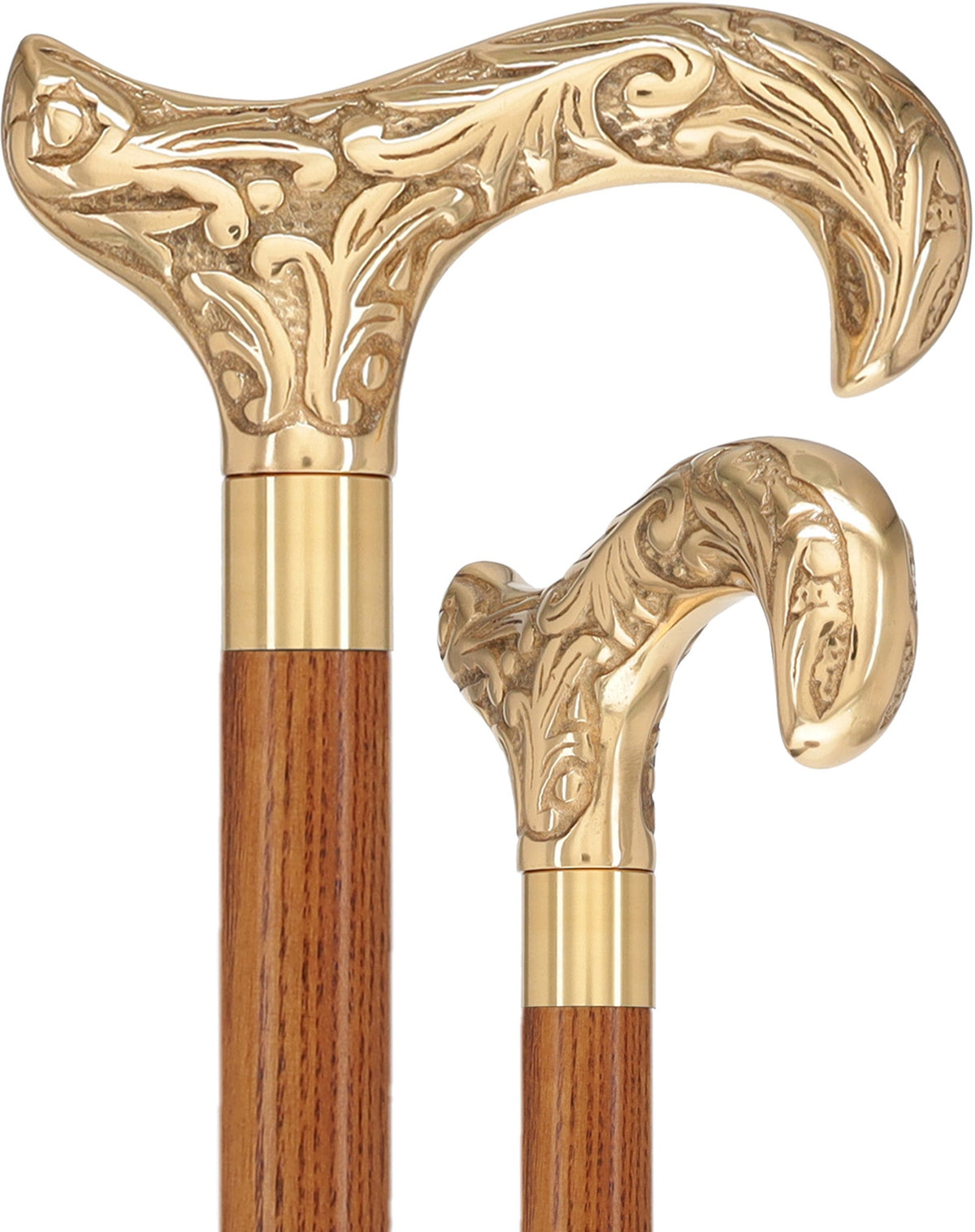 Premium Brass Derby Handle Walking Cane: Custom Shaft & Collar Brass Walking Canes - Tophatter Daily Deals
