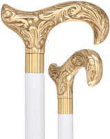 Premium Brass Derby Handle Walking Cane: Custom Shaft & Collar White Beechwood Brass Walking Canes - Tophatter Daily Deals