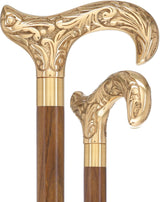 Premium Brass Derby Handle Walking Cane: Custom Shaft & Collar Genuine Ovangkol (+$19.00) Brass Walking Canes - Tophatter Daily Deals
