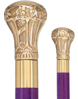 Premium Brass Knob Handle Cane: Stained Custom Color Shaft Purple Brass Walking Canes - Tophatter Daily Deals