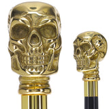 Premium Brass Skull Handle Walking Cane: Custom Shaft & Collar Skull Walking Canes Dragon Walking Canes - Tophatter Daily Deals