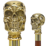Premium Brass Skull Handle Walking Cane: Custom Shaft & Collar Skull Walking Canes Dragon Walking Canes - Tophatter Daily Deals