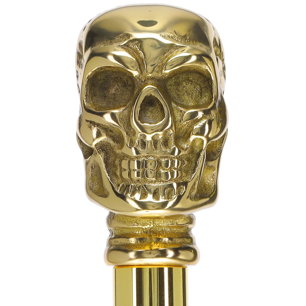Premium Brass Skull Handle Walking Cane: Custom Shaft & Collar Skull Walking Canes Dragon Walking Canes - Tophatter Daily Deals