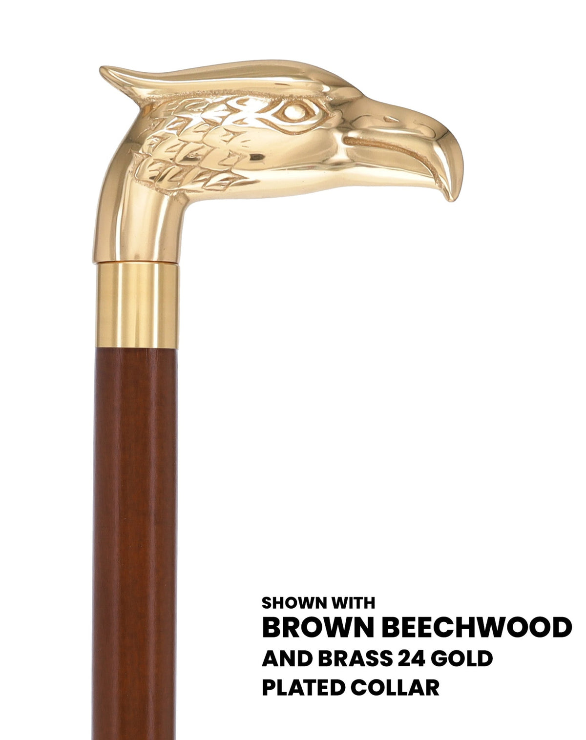 Brass Eagle Handle Walking Cane w/ Custom Shaft and Collar Bird Walking Canes - Tophatter Daily Deals