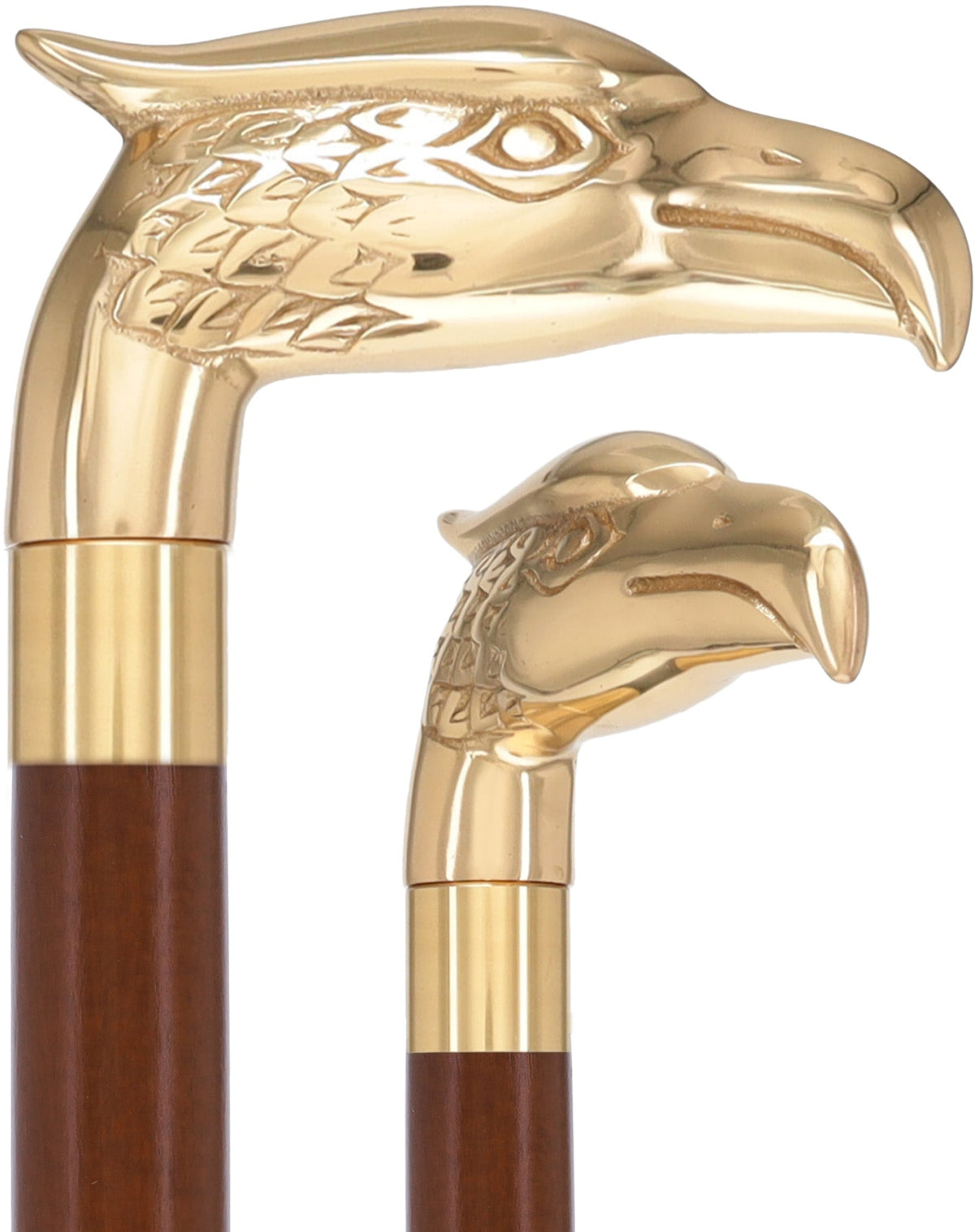 Brass Eagle Handle Walking Cane w/ Custom Shaft and Collar Brown Beechwood Bird Walking Canes - Tophatter Daily Deals