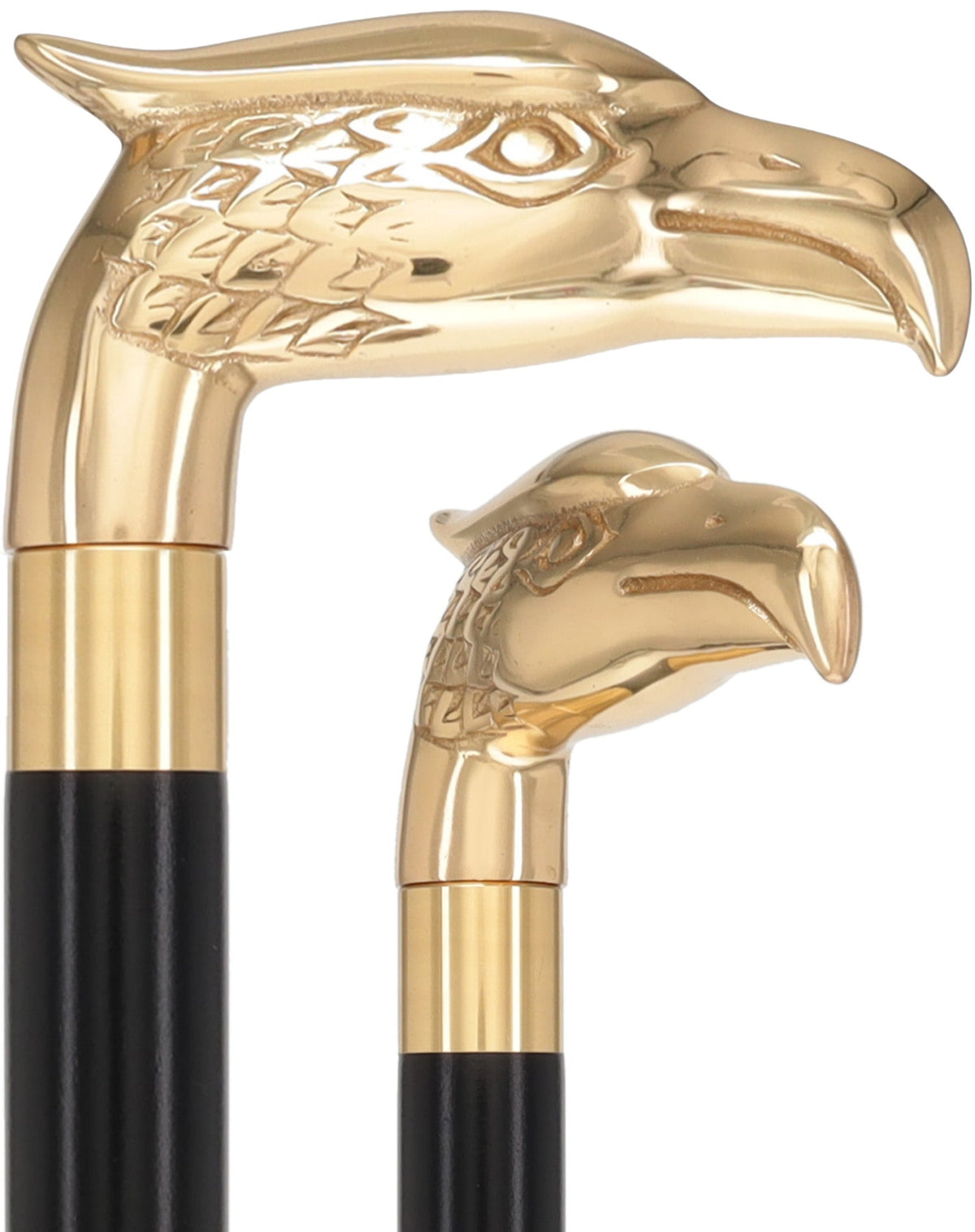 Brass Eagle Handle Walking Cane w/ Custom Shaft and Collar Black Beechwood Bird Walking Canes - Tophatter Daily Deals