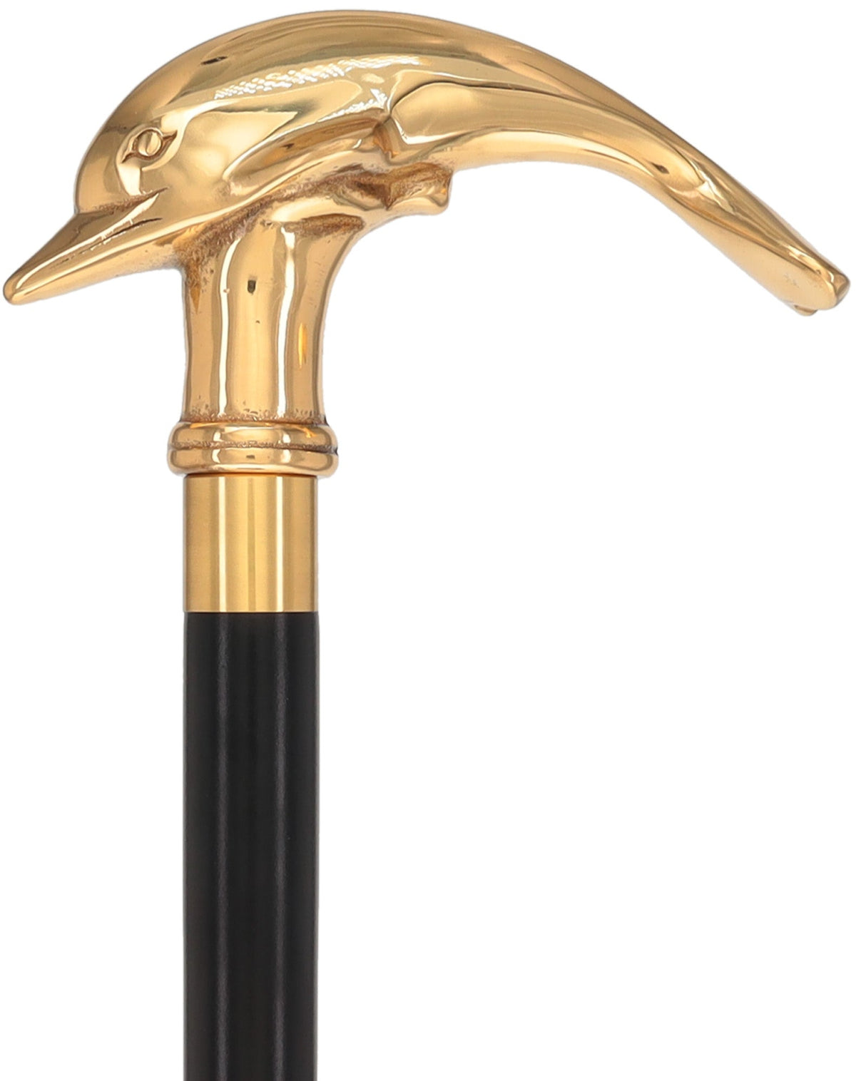 Premium Brass Dolphin Handle Walking Cane: Custom Shaft & Collar Fish Walking Canes - Tophatter Daily Deals