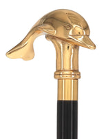Premium Brass Dolphin Handle Walking Cane: Custom Shaft & Collar Fish Walking Canes - Tophatter Daily Deals