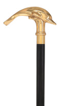 Premium Brass Dolphin Handle Walking Cane: Custom Shaft & Collar Fish Walking Canes - Tophatter Daily Deals