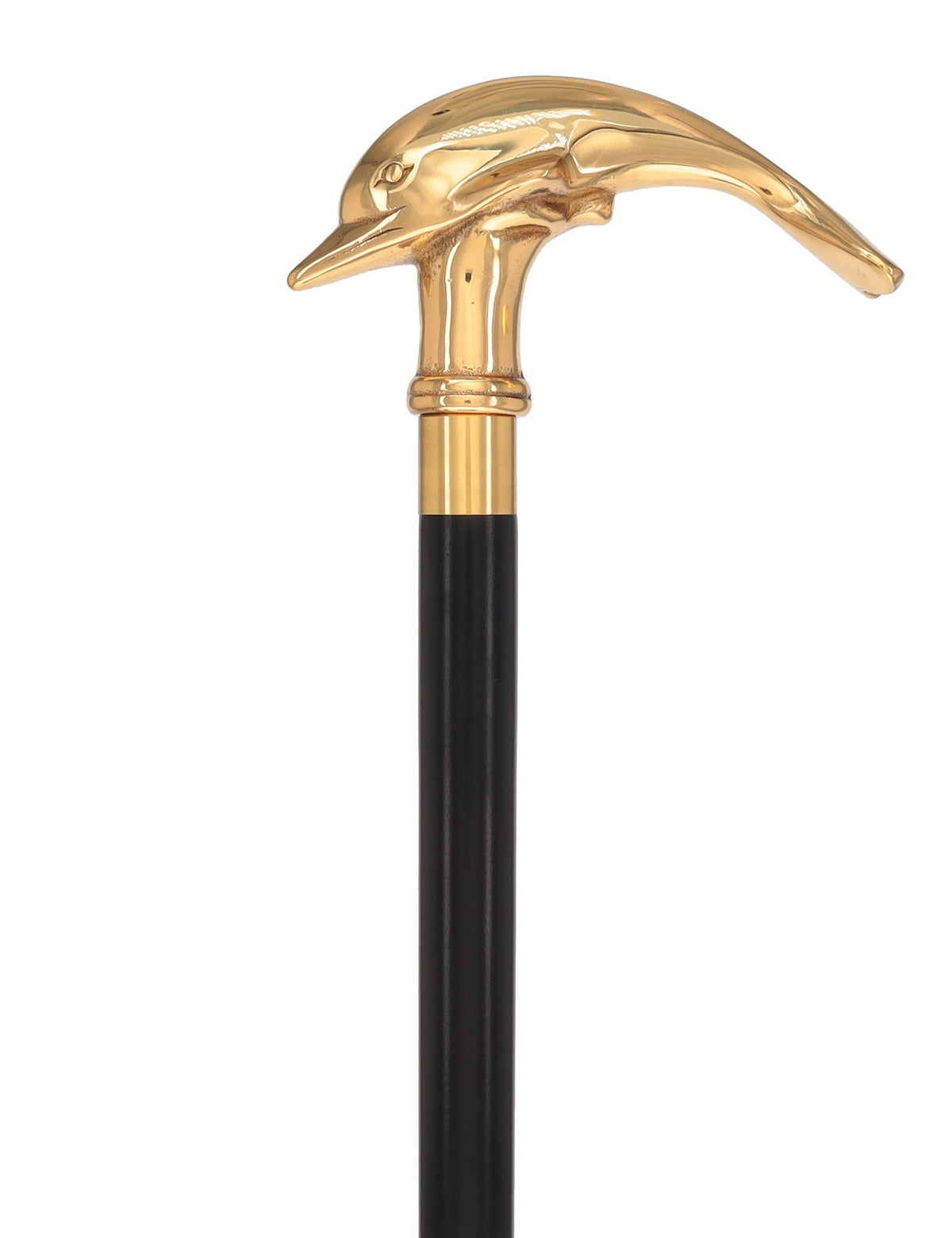 Premium Brass Dolphin Handle Walking Cane: Custom Shaft & Collar Fish Walking Canes - Tophatter Daily Deals