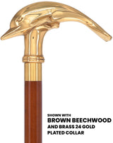 Premium Brass Dolphin Handle Walking Cane: Custom Shaft & Collar Fish Walking Canes - Tophatter Daily Deals