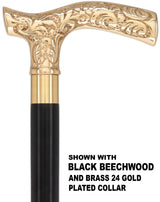 Brass Fritz Handle Walking Cane with Custom Shaft & Collar Custom Brass Walking Cane - Tophatter Daily Deals