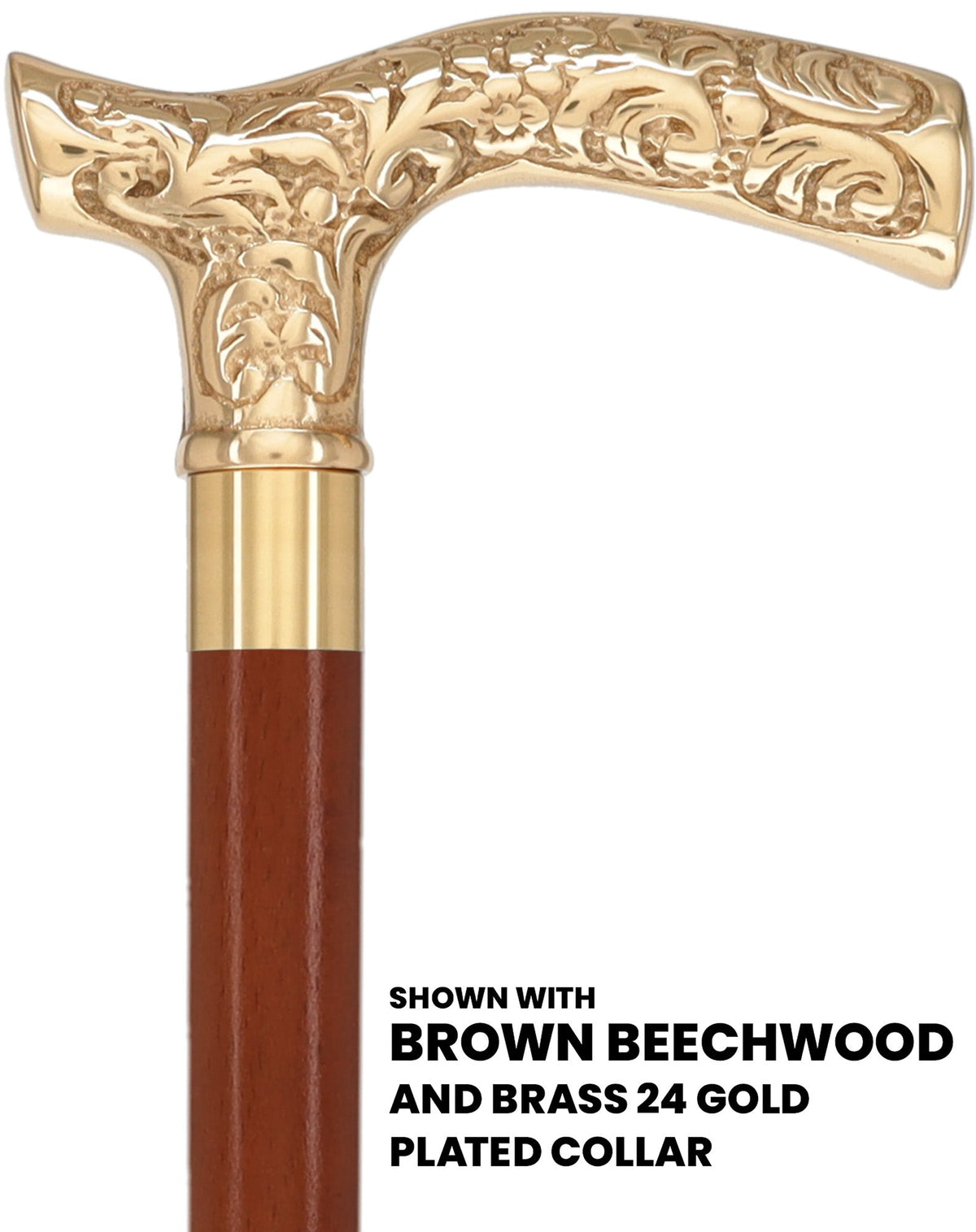 Brass Fritz Handle Walking Cane with Custom Shaft & Collar Custom Brass Walking Cane - Tophatter Daily Deals