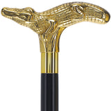 Scratch and Dent Brass Alligator Handle Walking Cane w/ Custom Shaft and Collar V2404 Wild Game Walking Canes - Tophatter Daily Deals