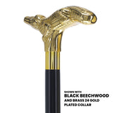 Scratch and Dent Brass Alligator Handle Walking Cane w/ Custom Shaft and Collar V2404 Wild Game Walking Canes - Tophatter Daily Deals