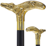 Scratch and Dent Brass Alligator Handle Walking Cane w/ Custom Shaft and Collar V2404 Wild Game Walking Canes - Tophatter Daily Deals