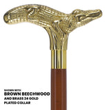 Scratch and Dent Brass Alligator Handle Walking Cane w/ Custom Shaft and Collar V2404 Wild Game Walking Canes - Tophatter Daily Deals
