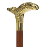 Scratch and Dent Brass Alligator Handle Walking Cane w/ Custom Shaft and Collar V2404 Wild Game Walking Canes - Tophatter Daily Deals