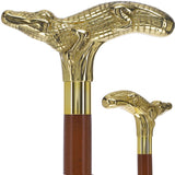 Scratch and Dent Brass Alligator Handle Walking Cane w/ Custom Shaft and Collar V2404 Wild Game Walking Canes - Tophatter Daily Deals