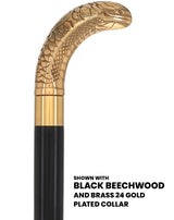 Premium Brass Snake Handle Walking Cane: Custom Shaft & Collar Snake Walking Canes - Tophatter Daily Deals