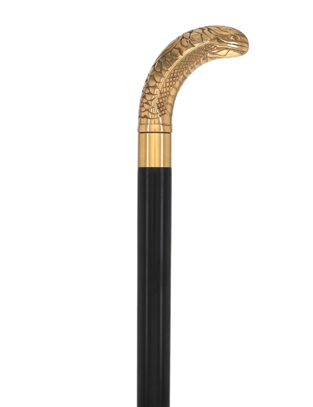 Premium Brass Snake Handle Walking Cane: Custom Shaft & Collar Snake Walking Canes - Tophatter Daily Deals