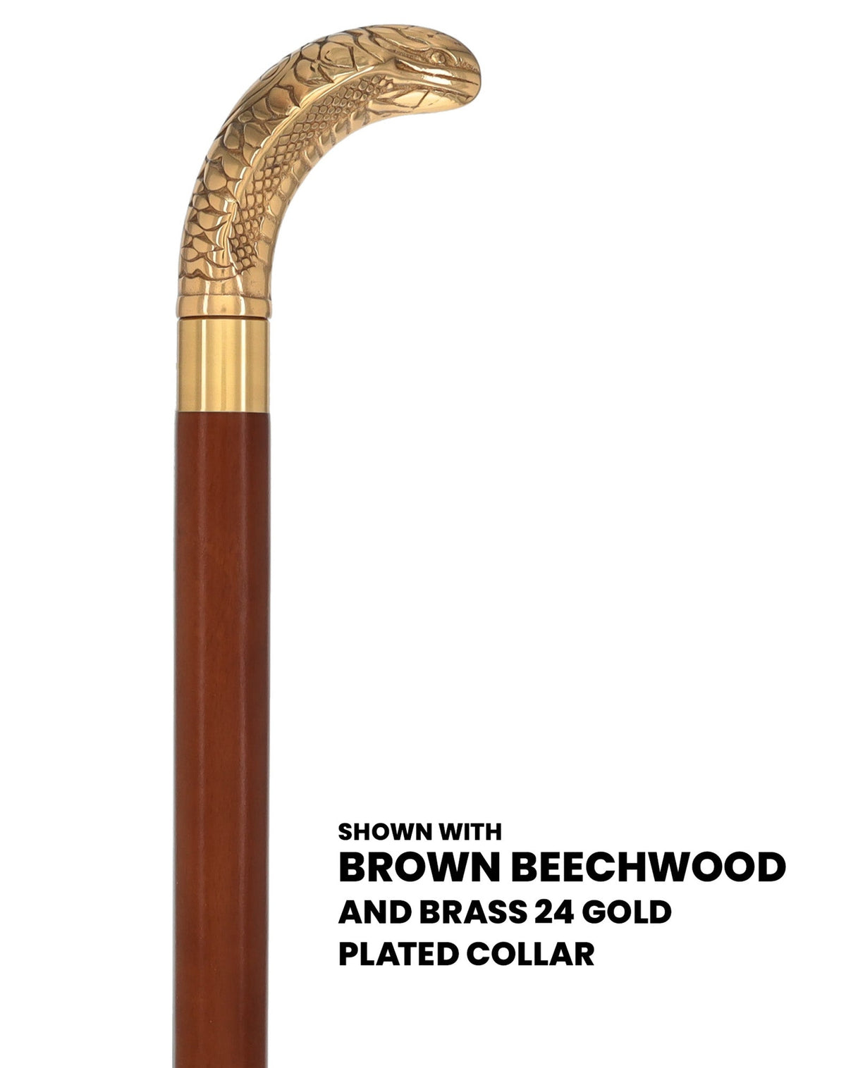 Premium Brass Snake Handle Walking Cane: Custom Shaft & Collar Snake Walking Canes - Tophatter Daily Deals