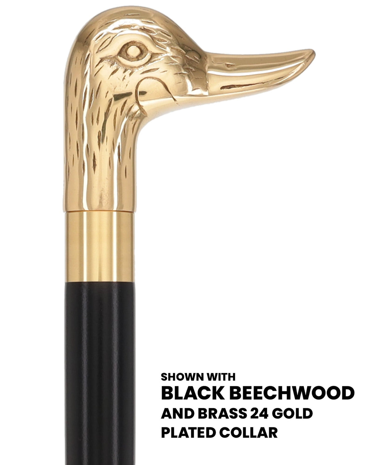 Premium Brass Duck Handle Walking Cane: Custom Shaft & Collar Bird Walking Canes - Tophatter Daily Deals