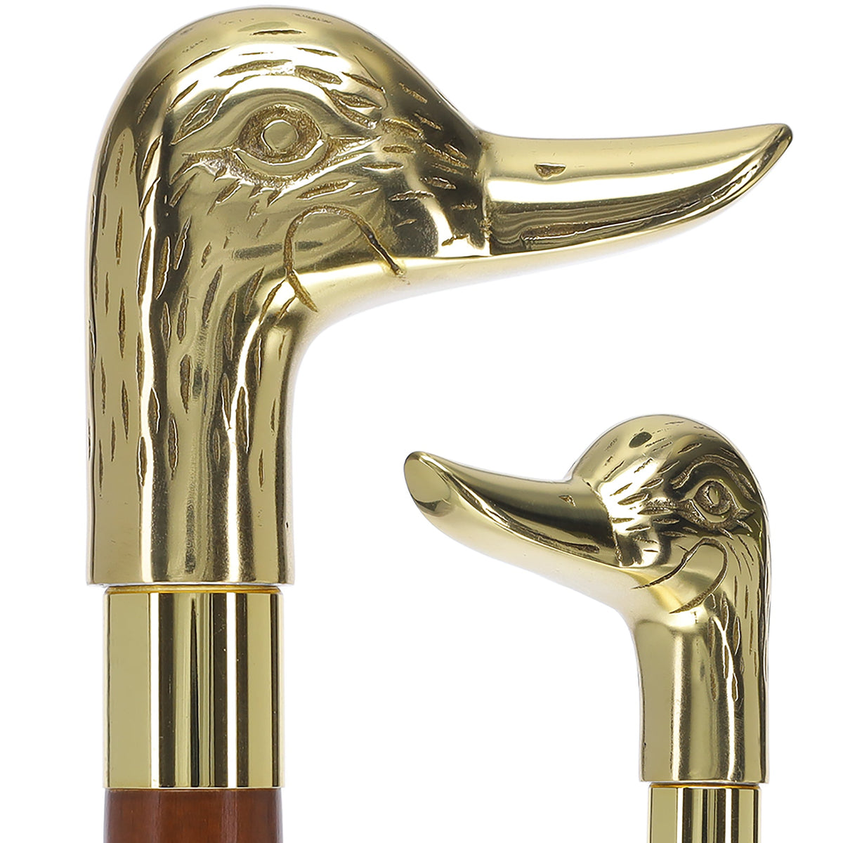 Premium Brass Duck Handle Walking Cane: Custom Shaft & Collar Bird Walking Canes - Tophatter Daily Deals