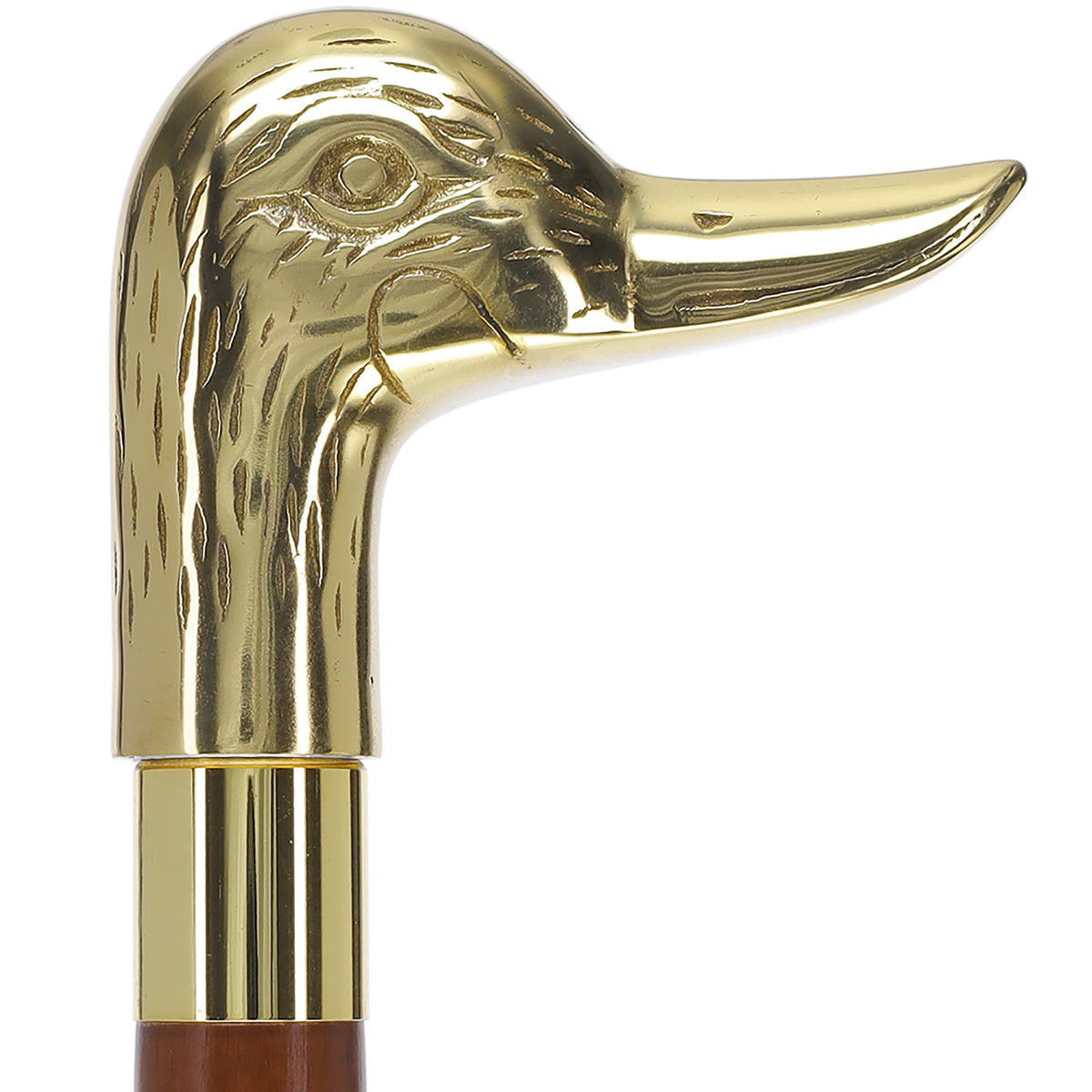 Premium Brass Duck Handle Walking Cane: Custom Shaft & Collar Bird Walking Canes - Tophatter Daily Deals