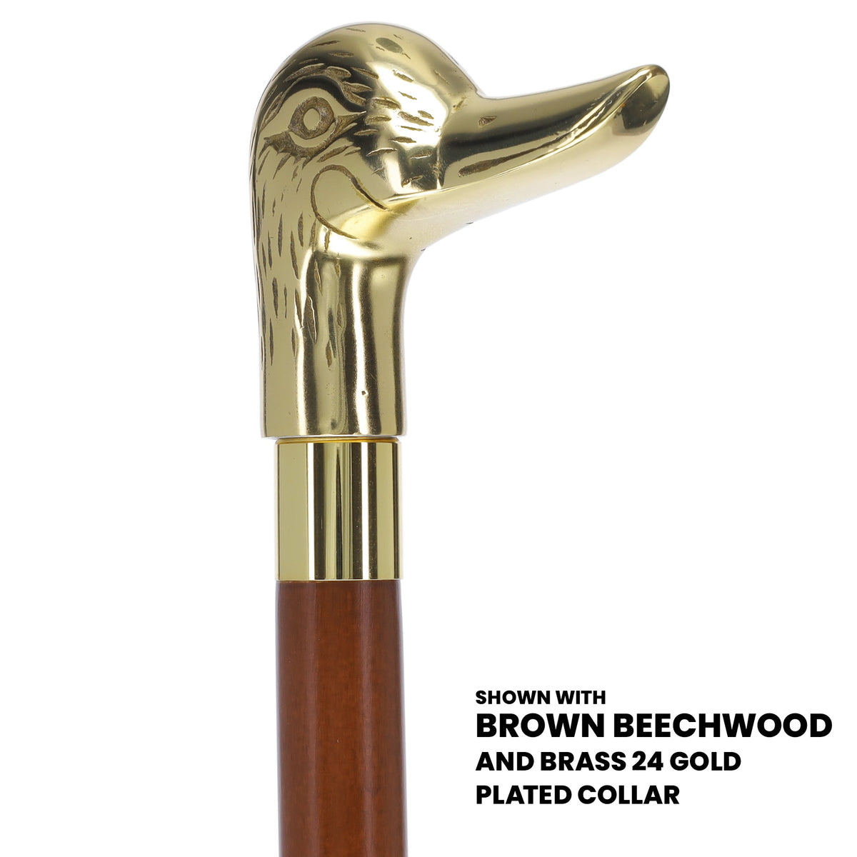 Premium Brass Duck Handle Walking Cane: Custom Shaft & Collar Bird Walking Canes - Tophatter Daily Deals