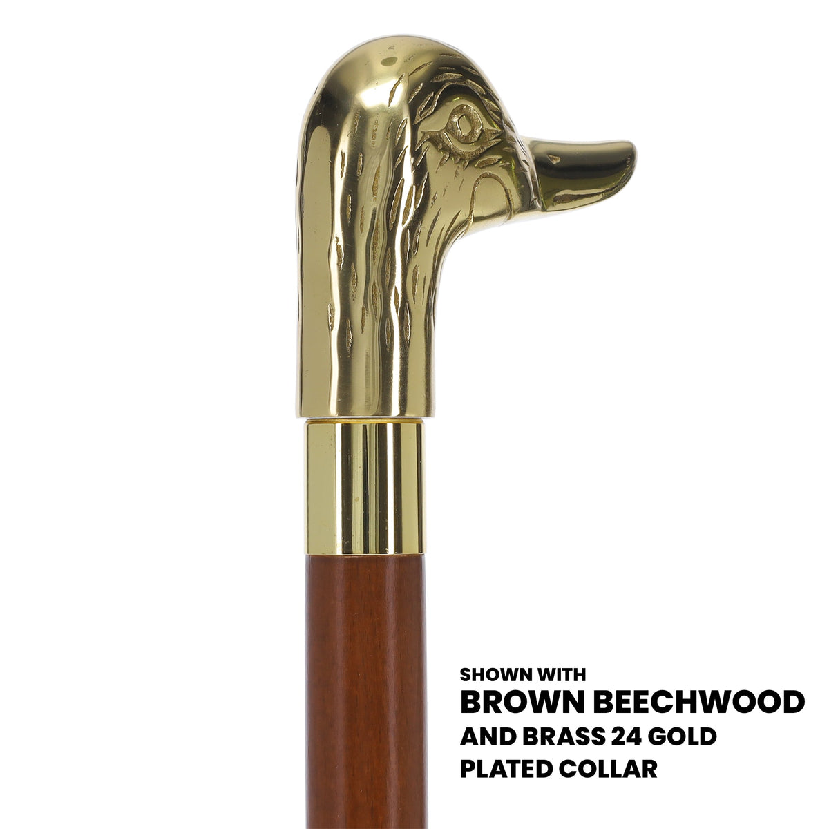 Premium Brass Duck Handle Walking Cane: Custom Shaft & Collar Bird Walking Canes - Tophatter Daily Deals