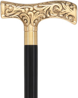 Premium Brass T-shaped Handle Walking Cane: Custom Shaft & Collar Brass Walking Canes - Tophatter Daily Deals