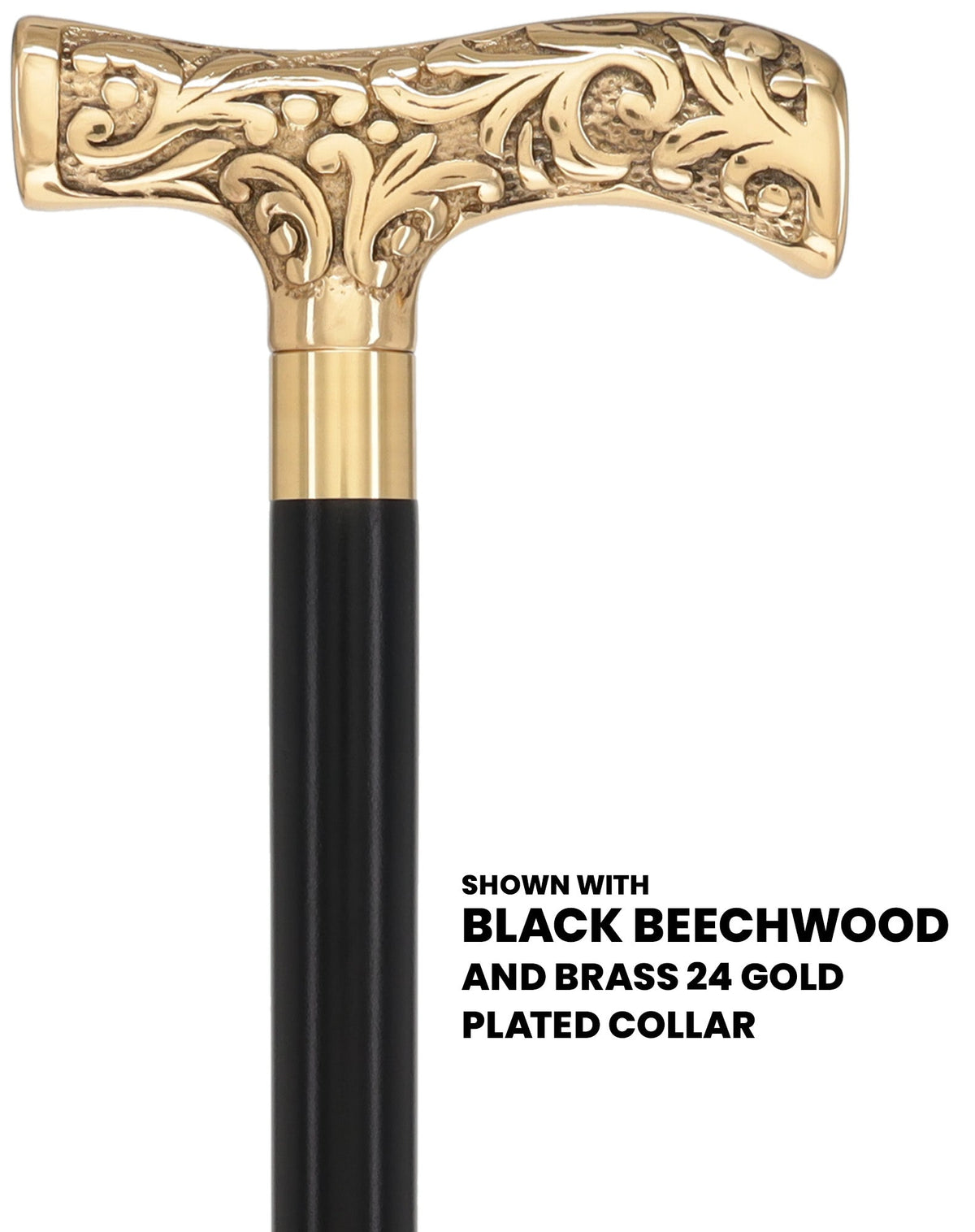 Premium Brass T-shaped Handle Walking Cane: Custom Shaft & Collar Brass Walking Canes - Tophatter Daily Deals