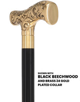 Premium Brass T-shaped Handle Walking Cane: Custom Shaft & Collar Brass Walking Canes - Tophatter Daily Deals