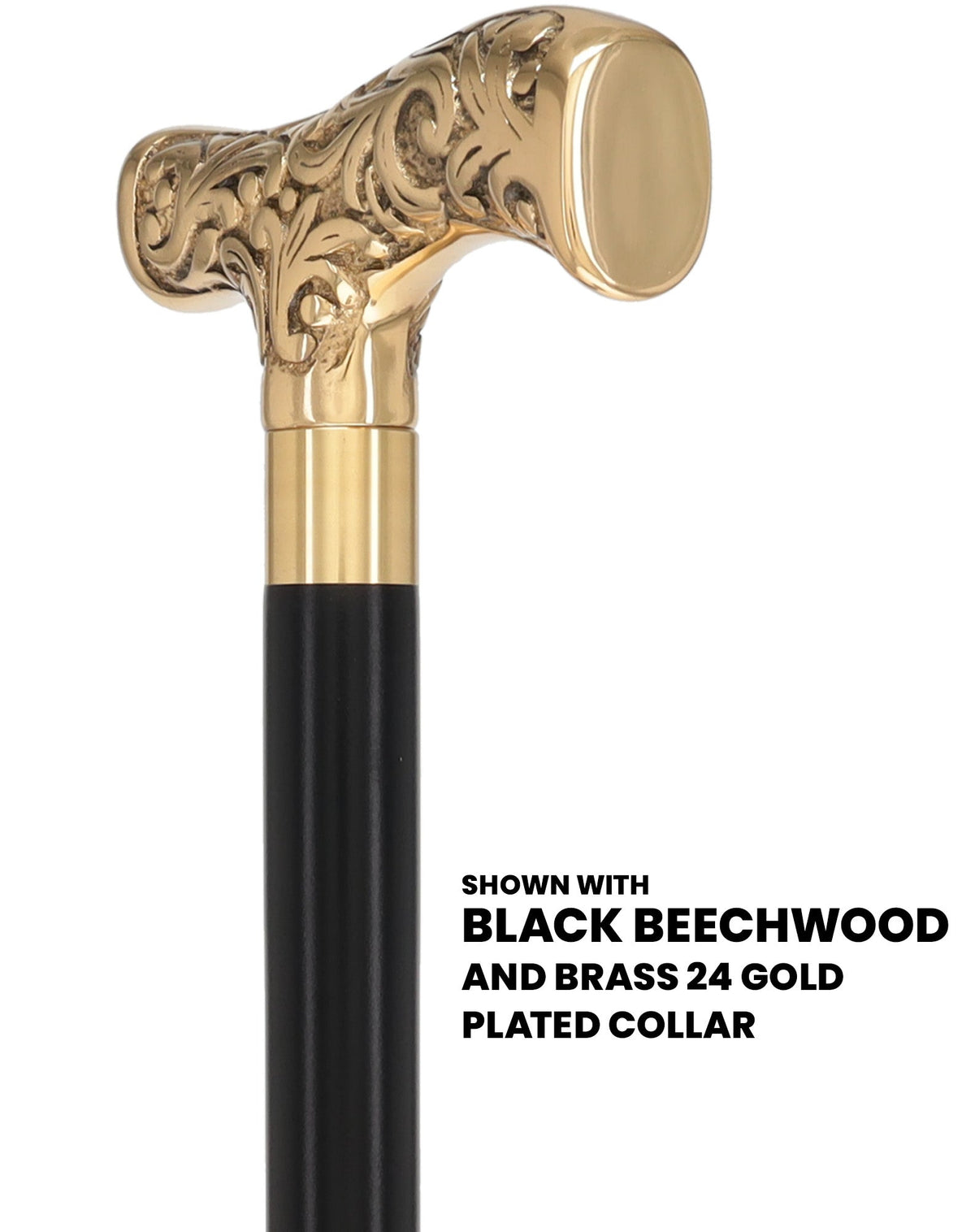 Premium Brass T-shaped Handle Walking Cane: Custom Shaft & Collar Brass Walking Canes - Tophatter Daily Deals