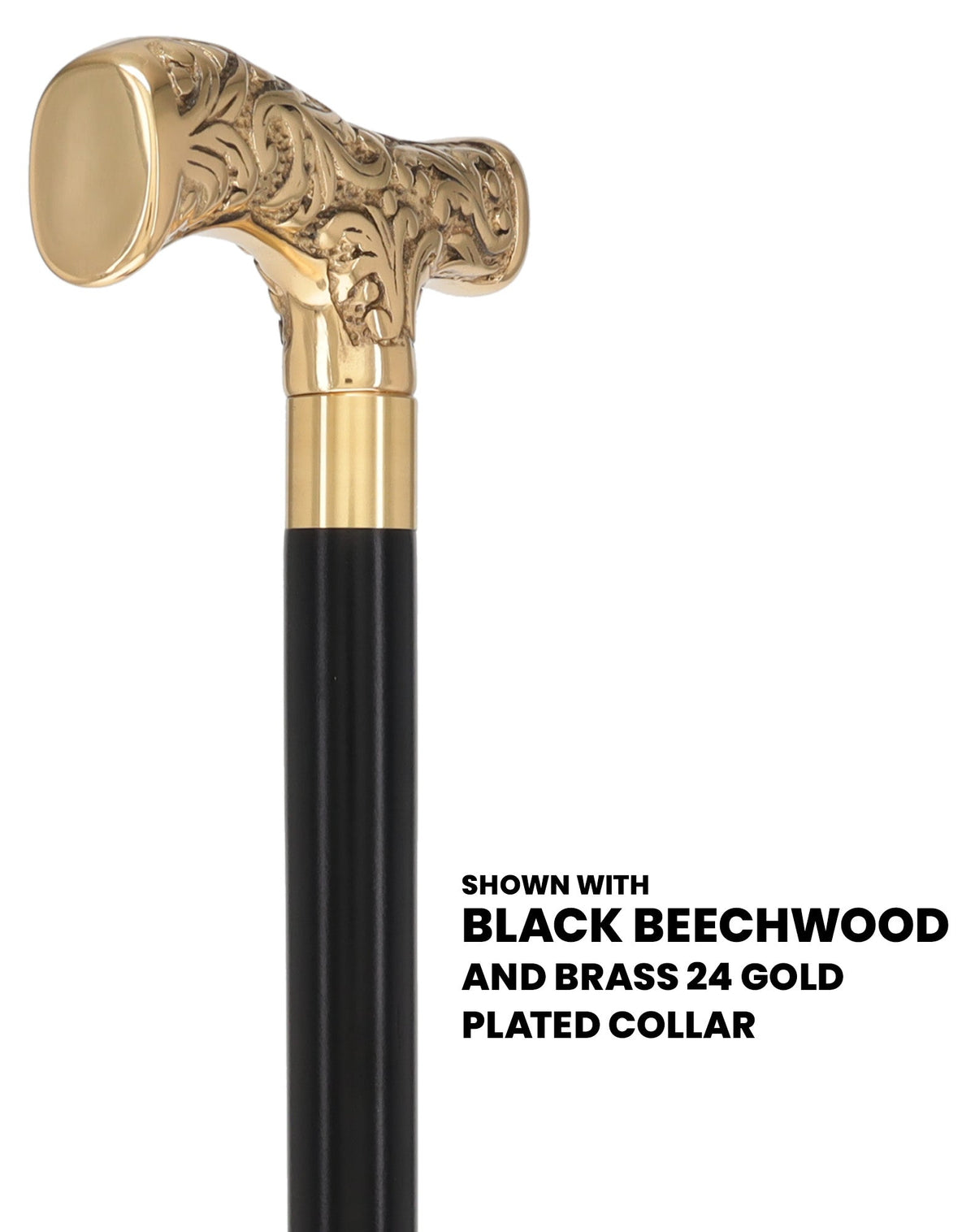 Premium Brass T-shaped Handle Walking Cane: Custom Shaft & Collar Brass Walking Canes - Tophatter Daily Deals