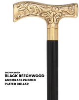 Premium Brass T-shaped Handle Walking Cane: Custom Shaft & Collar Brass Walking Canes - Tophatter Daily Deals