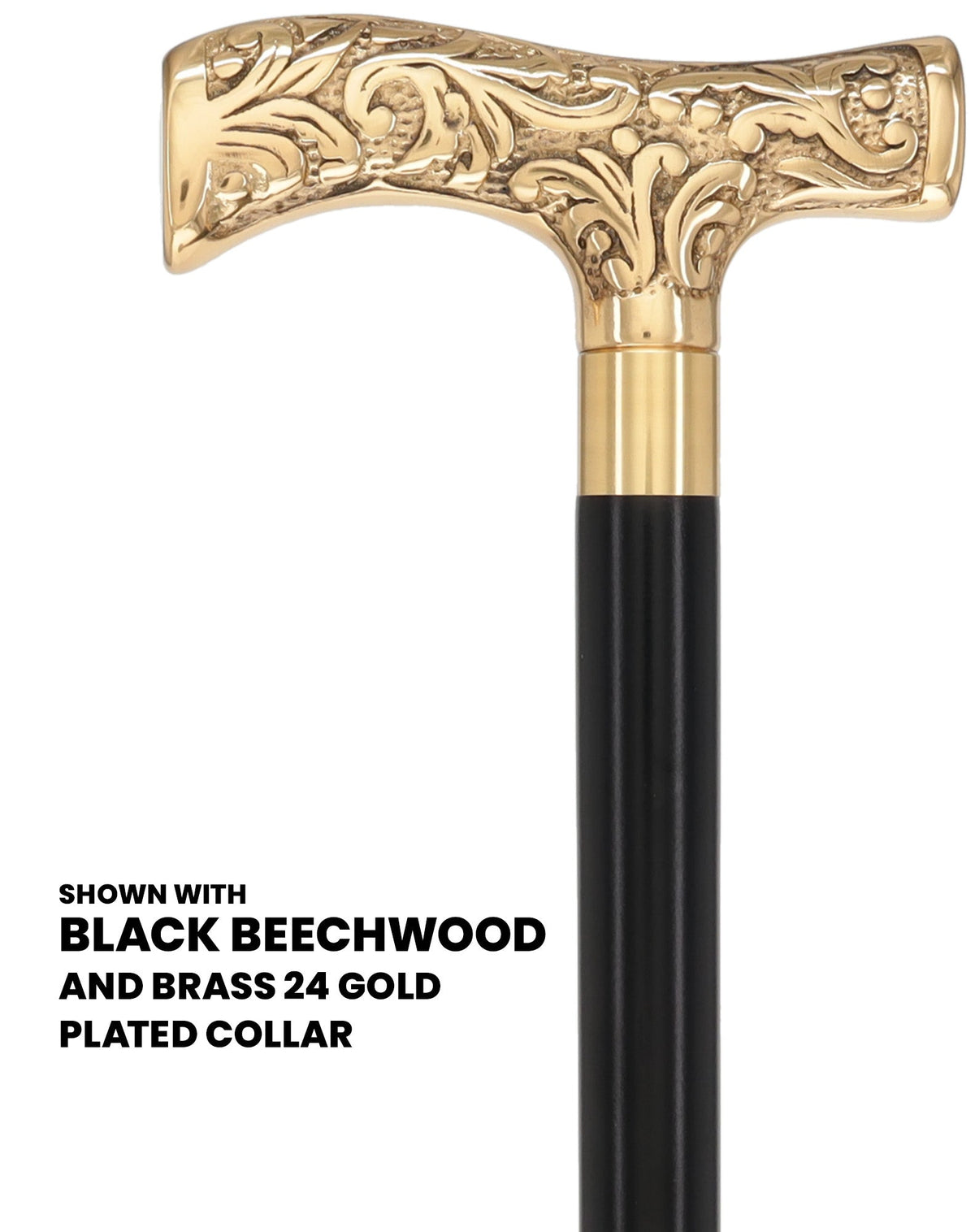 Premium Brass T-shaped Handle Walking Cane: Custom Shaft & Collar Brass Walking Canes - Tophatter Daily Deals
