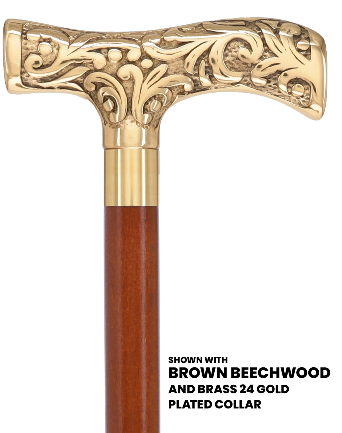 Premium Brass T-shaped Handle Walking Cane: Custom Shaft & Collar Brass Walking Canes - Tophatter Daily Deals