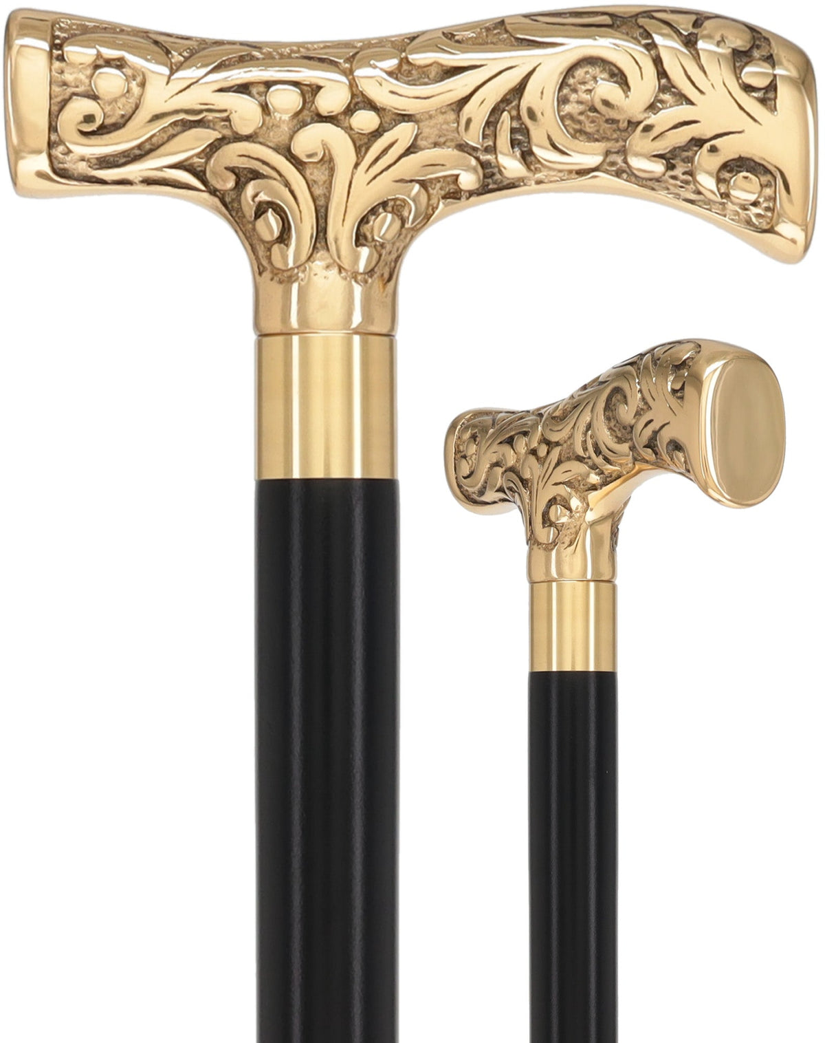 Premium Brass T-shaped Handle Walking Cane: Custom Shaft & Collar Brass Walking Canes - Tophatter Daily Deals