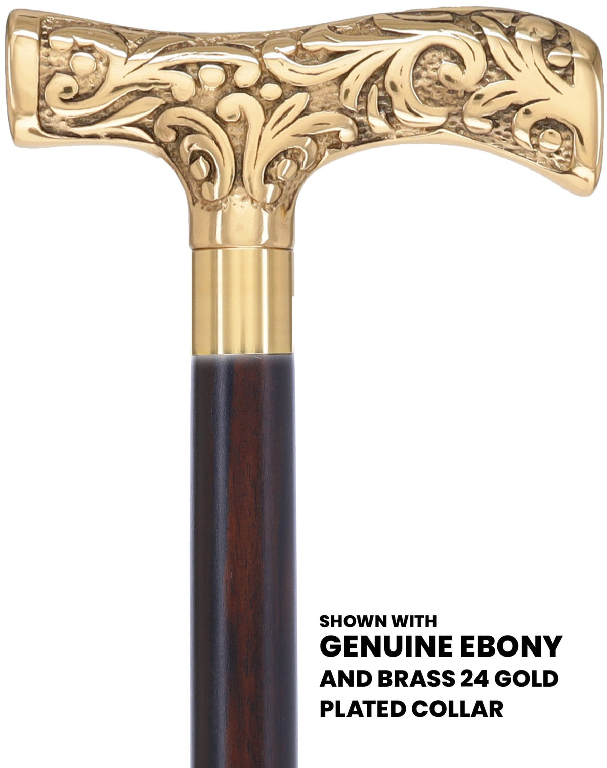 Premium Brass T-shaped Handle Walking Cane: Custom Shaft & Collar Brass Walking Canes - Tophatter Daily Deals