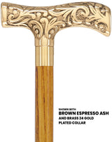 Premium Brass T-shaped Handle Walking Cane: Custom Shaft & Collar Brass Walking Canes - Tophatter Daily Deals